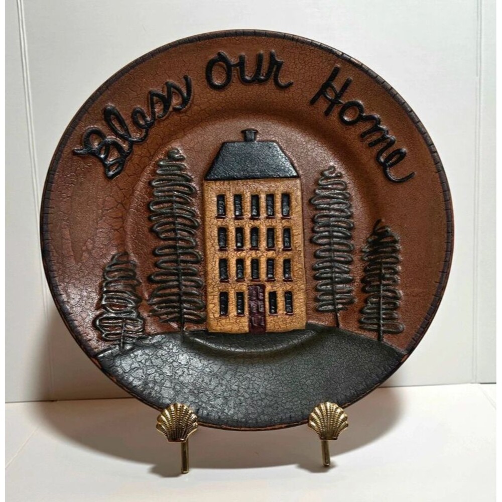 Primitive style Bless Our Home decorative plate